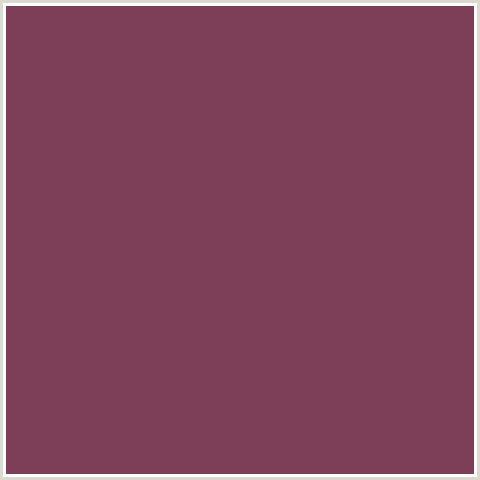 7C3F57 Hex Color Image (COSMIC, CRIMSON, MAROON, RED)