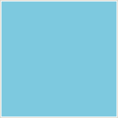 7DC9DF Hex Color Image (AQUAMARINE BLUE, LIGHT BLUE)