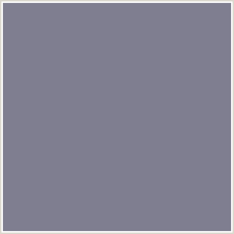 7F7E90 Hex Color Image (BLUE, WATERLOO )