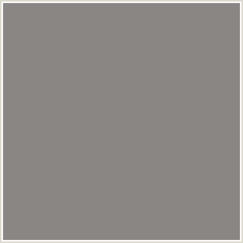 8A8683 Hex Color Image (NATURAL GRAY, ORANGE RED)
