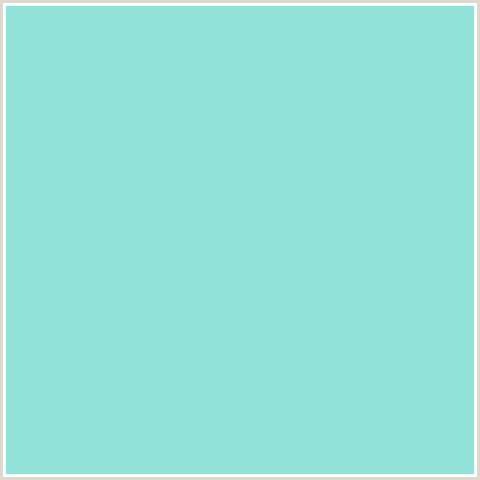 90E3D7 Hex Color Image (BLUE GREEN, RIPTIDE)