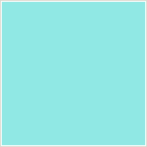 90E8E4 Hex Color Image (AQUA, BABY BLUE, LIGHT BLUE, RIPTIDE)