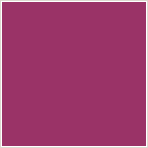 9A3367 Hex Color Image (DEEP PINK, FUCHSIA, FUSCHIA, HOT PINK, MAGENTA, ROUGE)