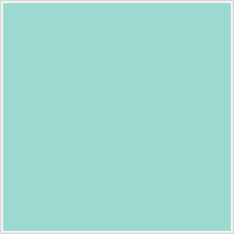 9CD9D1 Hex Color Image (AQUA ISLAND, BLUE GREEN)