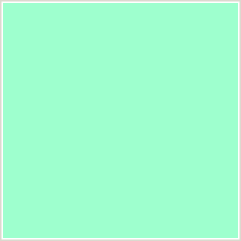 9EFFCE Hex Color Image (AQUAMARINE, GREEN BLUE, MINT)