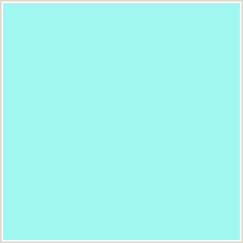 9FF7EF Hex Color Image (AQUA, BABY BLUE, CHARLOTTE, LIGHT BLUE)