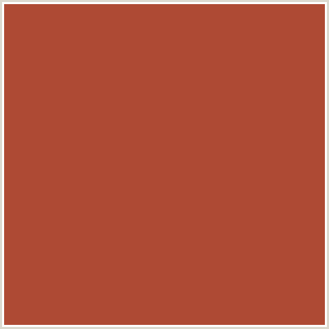 AE4A34 Hex Color Image (MEDIUM CARMINE, RED ORANGE)