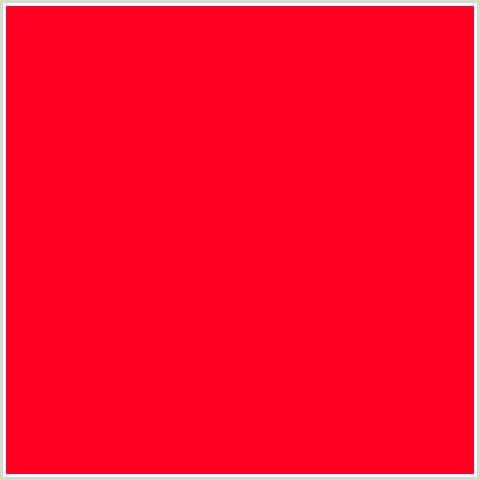 FF0020 Hex Color Image (RED, TORCH RED)