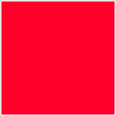 FF0028 Hex Color Image (RED, TORCH RED)