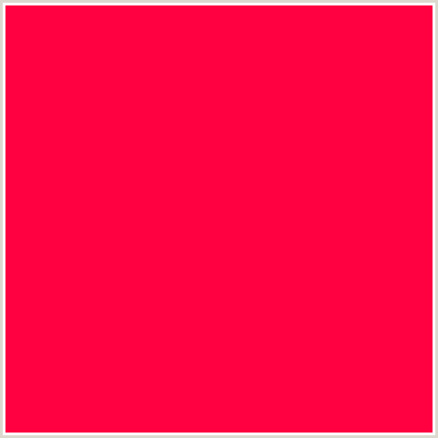 FF0041 Hex Color Image (RED, TORCH RED)